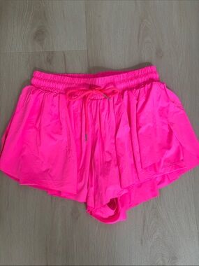 Worn Once Women's Neon Pink Flutter Shorts
